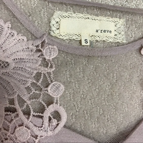 A’Reve Light Lilac Chiffon Floral Lace Dress Sz S - Picture 9 of 11